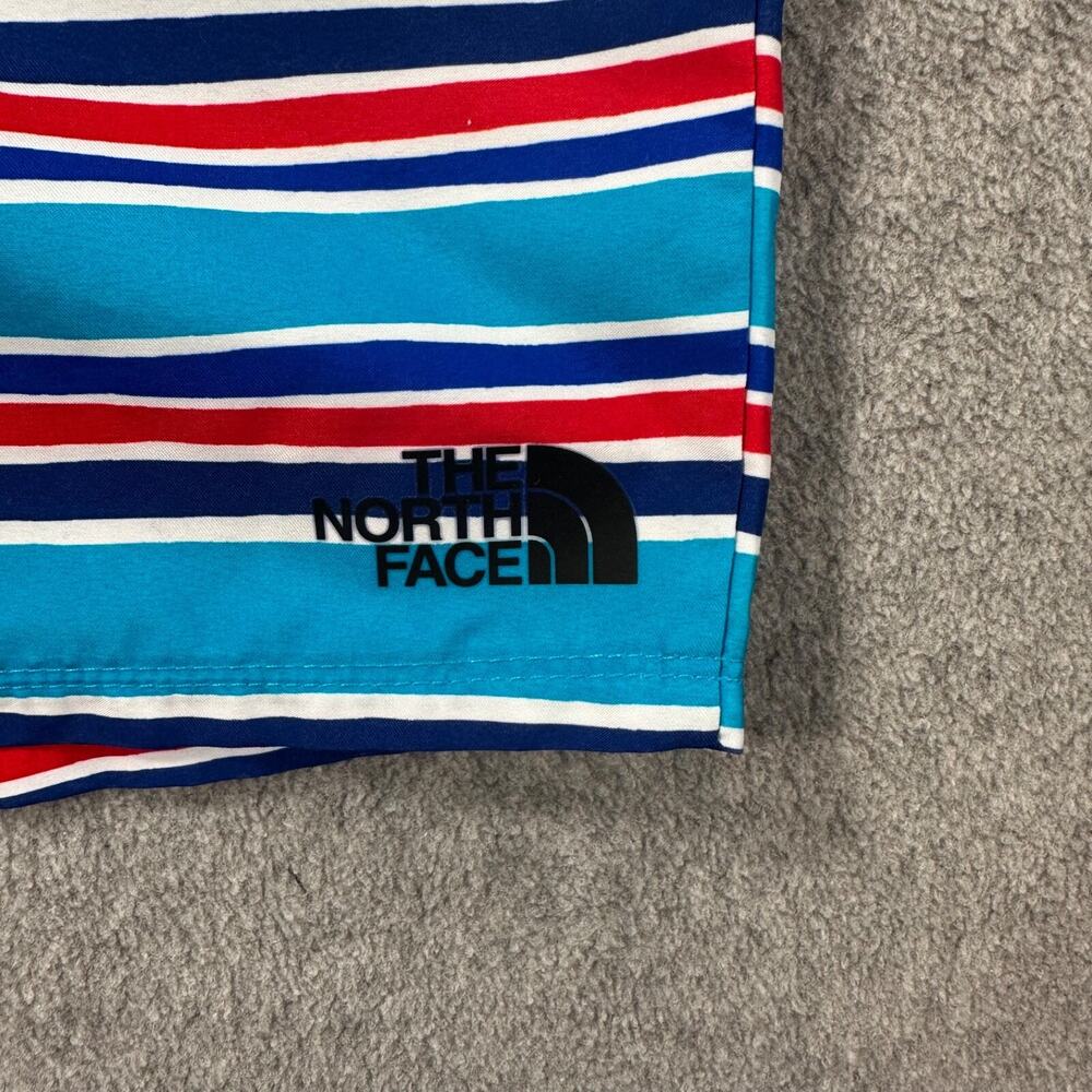The North Face Striped Boys Swim Shorts Size 6 Blue/Red UPF 40 Elastic Waist - Picture 3 of 6